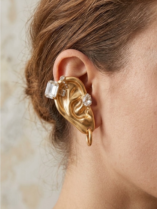 Jewelry - Gold Ear Cuff with Crystal Accents